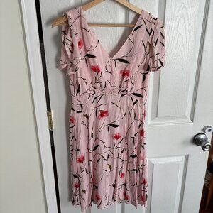 Pink Flutter Sleeve Dress